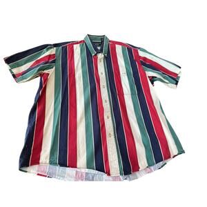 Trader Bay Shirt Mens Extra Large XL Striped Button Down Short Sleeve READ